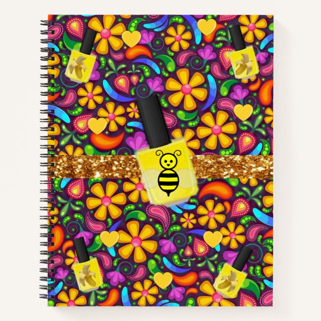 Spiral Notebook Gelbe Hummel Blüte Notizbuch (Vorderseite)