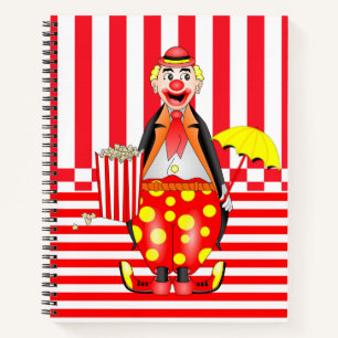Spiral Notebook gelben Clown Red Stripe Popcorn Notizbuch