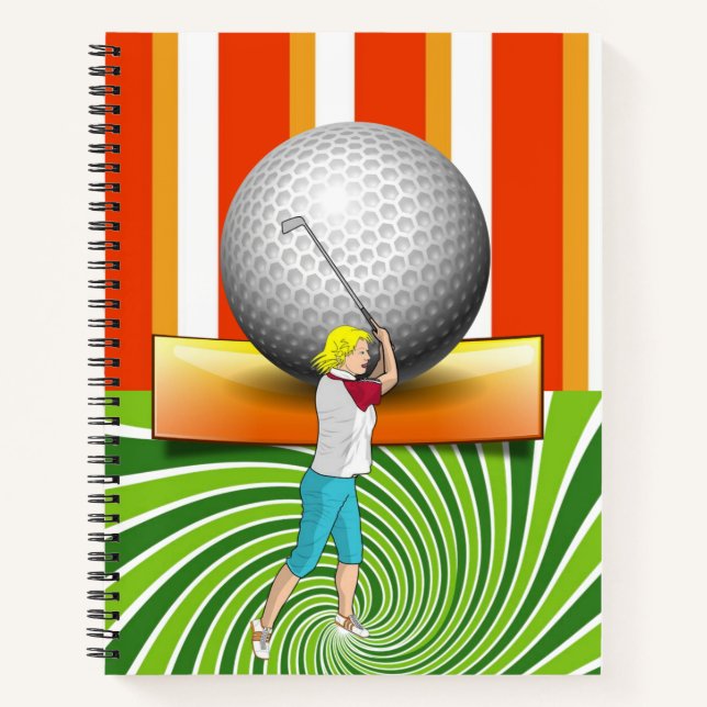 Spiral Notebook Golfer Golf Balls Streifen Notizbuch (Vorderseite)
