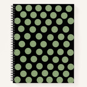 Spiral Notebook Green Circles Black Notizbuch