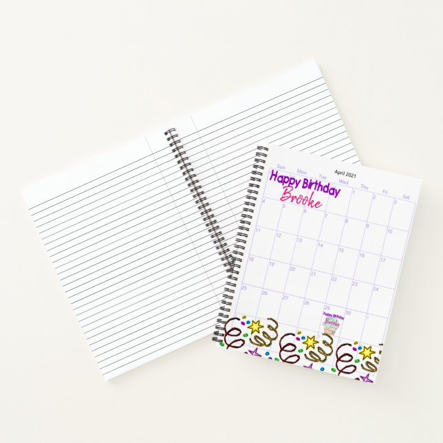 Spiral Notebook Happy Birthday Calendar Notizbuch (Innenseite)