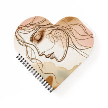 Spiral Notebook Herzform mit Line Art