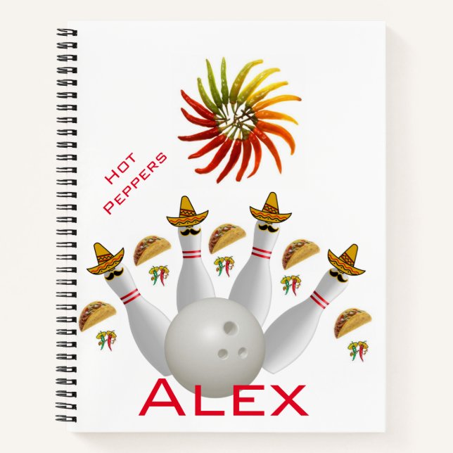 Spiral Notebook Hot Paprikaschoten Bowling Balls Notizbuch (Vorderseite)