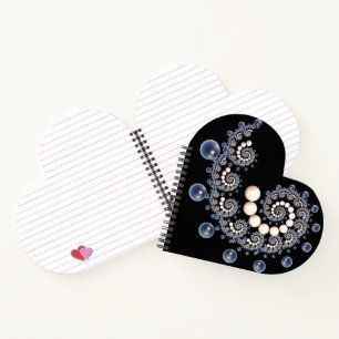 Spiral Notebook in Elfenbein und Blue Pearl Heart Notizbuch