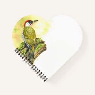 Spiral-Notebook in Herzform mit Watercolor Green Notizbuch
