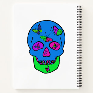 Spiral Notebook mit Skull Butterfly Design. Notizbuch