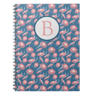 Spiral Notebook Monogram Pretty Pink Flowers Notizblock