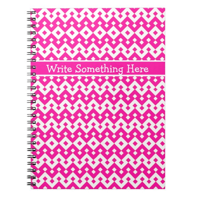 Spiral-Notebook oder -Journal: Candy Pink Geometri Notizblock (Vorderseite)