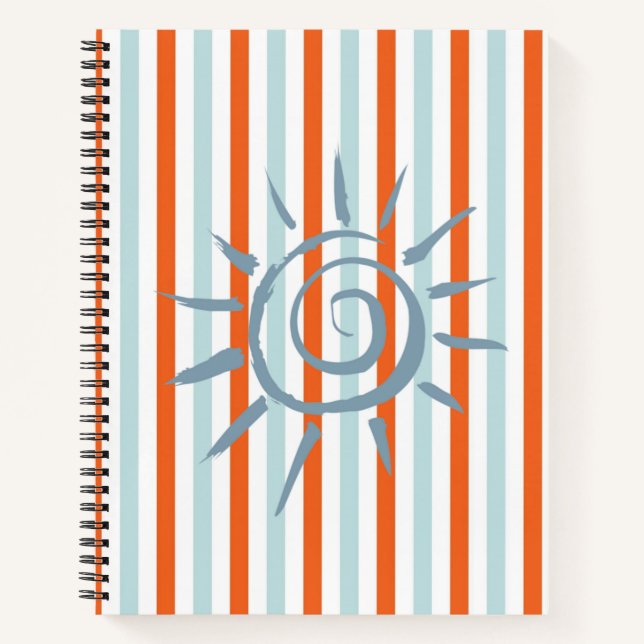 Spiral Notebook Orange Blue Stripes Star Notizbuch (Vorderseite)