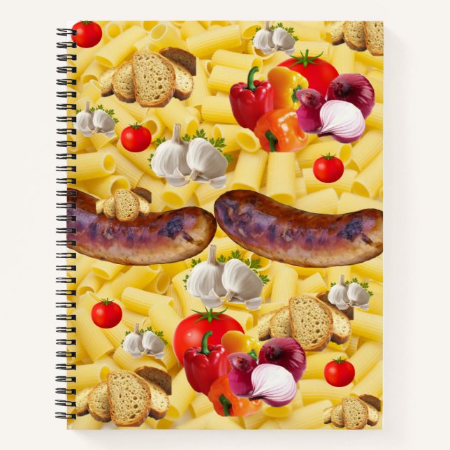 Spiral Notebook Pasta Sausage Tomato Brot Notizbuch (Vorderseite)