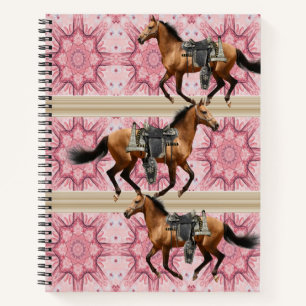 Spiral Notebook Pferde Pink Floral Notizbuch
