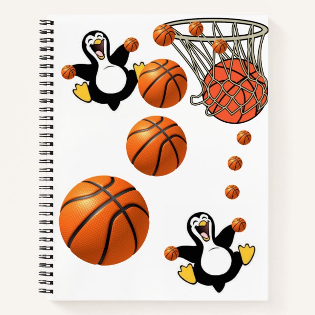 Spiral Notebook Pinguin Basketball Notizbuch (Vorderseite)