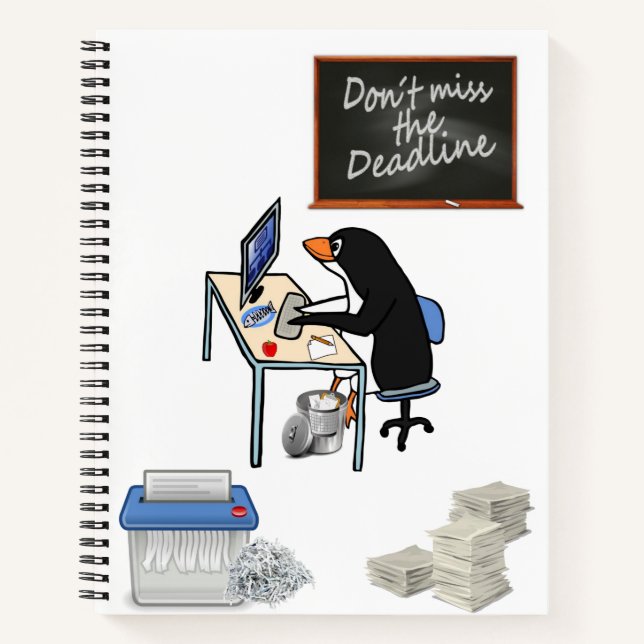 Spiral Notebook Pinguin Deadline Notizbuch (Vorderseite)
