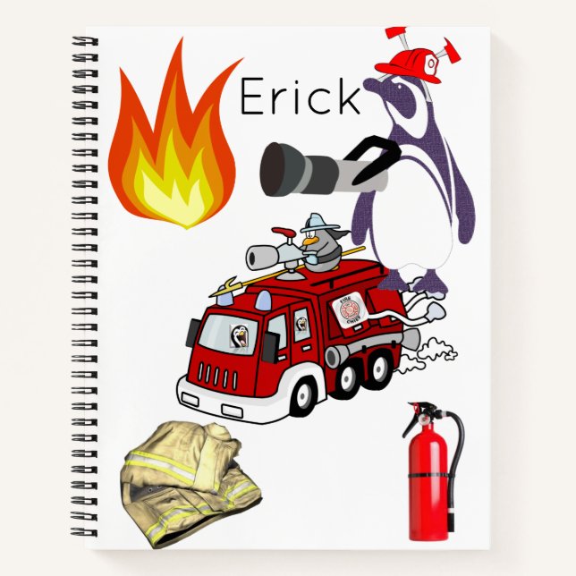 Spiral Notebook Pinguin Fire Truck Notizbuch (Vorderseite)
