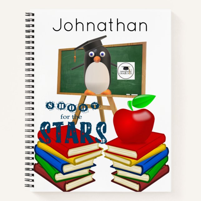 Spiral Notebook Pinguin School Apple Notizbuch (Vorderseite)