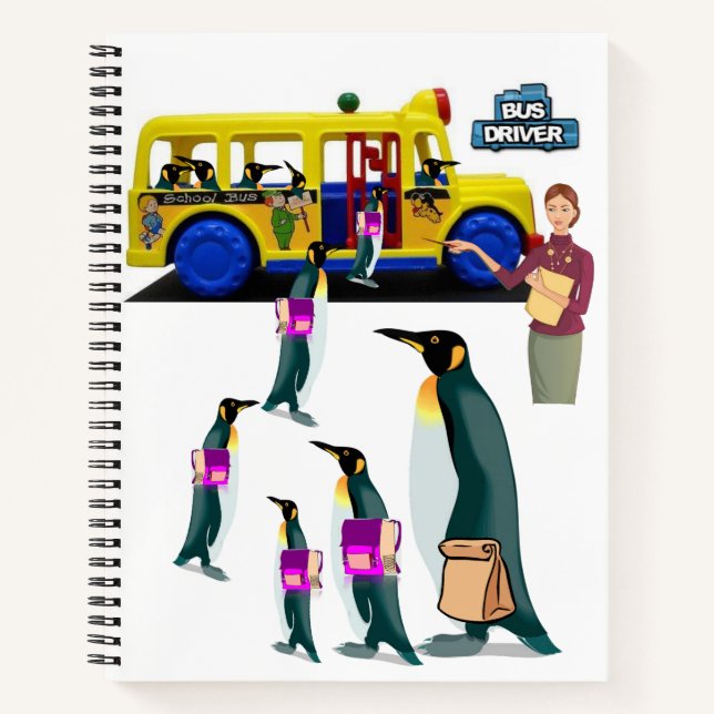 Spiral Notebook Pinguin School Driver Notizbuch (Vorderseite)