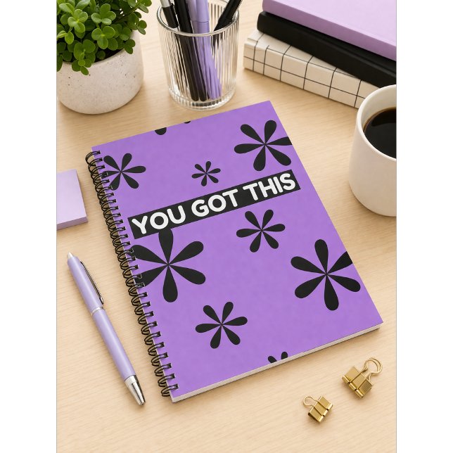 Spiral Notebook Purple & Black Quote Design Notizblock (Von Creator hochgeladen)