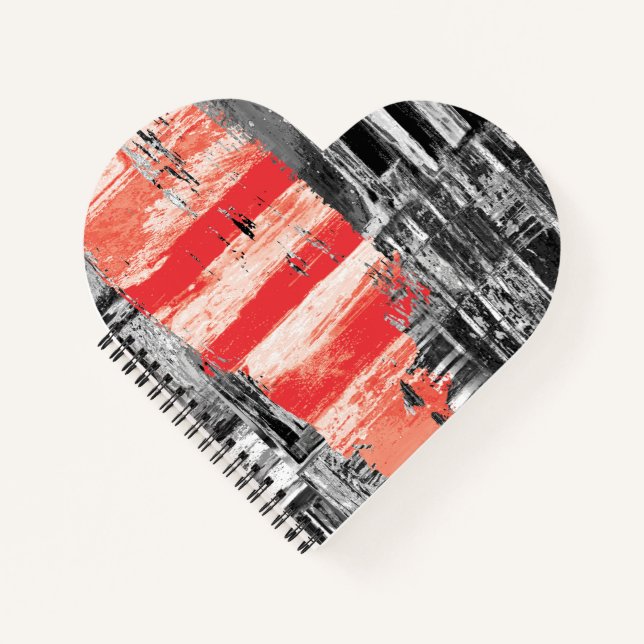 Spiral Notebook – Red Pulse Abstract Design Notizbuch (Vorderseite)
