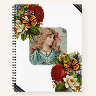 Spiral Notebook Schmetterling Viktorianische Frau Notizbuch