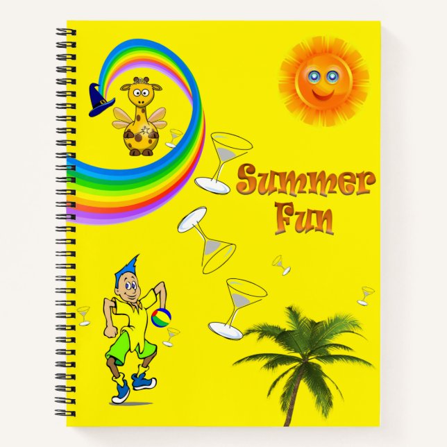Spiral Notebook Sommer Spaß Rainbow Palm Trees Notizbuch (Vorderseite)