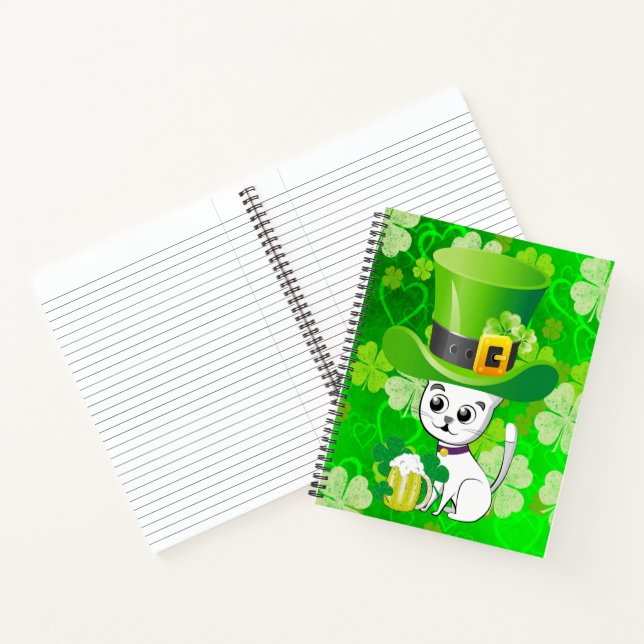 Spiral Notebook St. Patrick's Day Cat Beer Notizbuch (Innenseite)