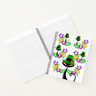 Spiral Notebook St. Patrick's Day Cat Floral Notizbuch