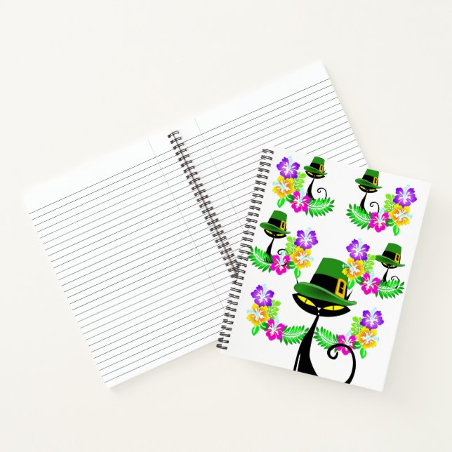 Spiral Notebook St. Patrick's Day Cat Floral Notizbuch (Innenseite)