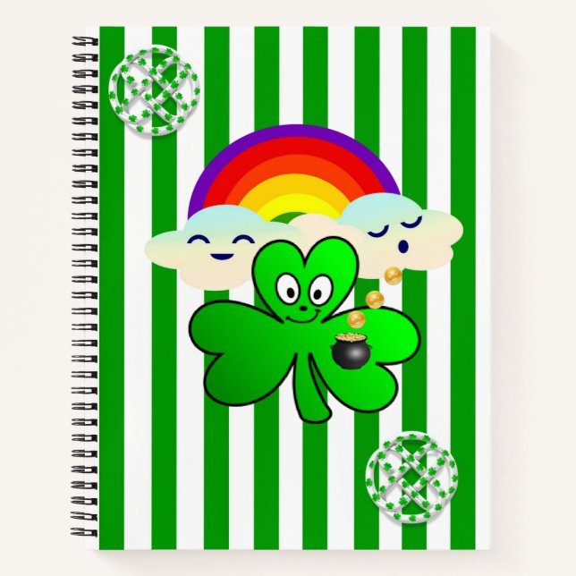 Spiral Notebook St. Patrick's Rainbow Kleeblatt Notizbuch (Vorderseite)