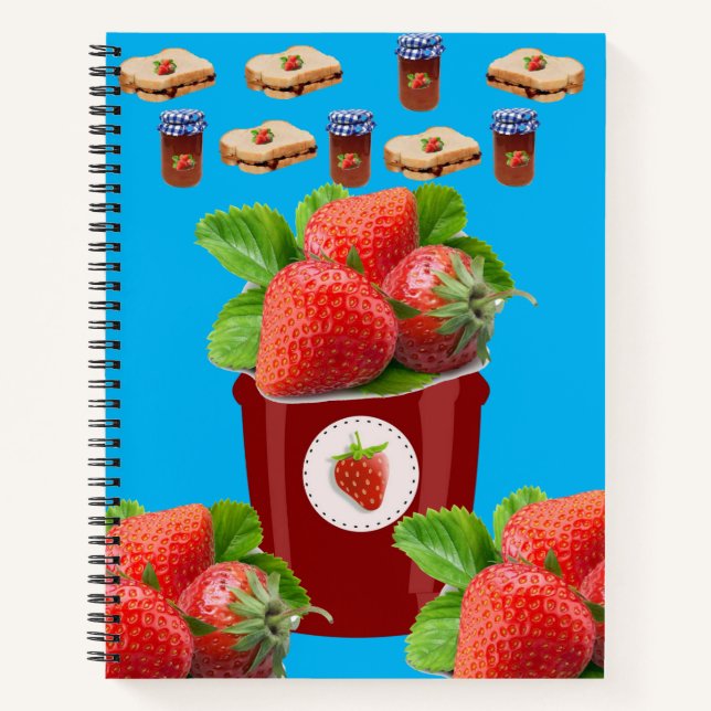 Spiral Notebook Strawberry Jam Peanut Butter Blue Notizbuch (Vorderseite)