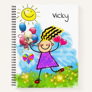 Spiral Notebook Sun Balloons Girl Notizbuch