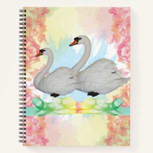Spiral Notebook Swan Floral Notizbuch