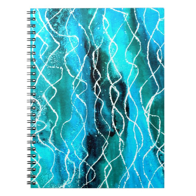 Spiral Notebook, Türkis Blue Abstract Design Notizblock (Vorderseite)