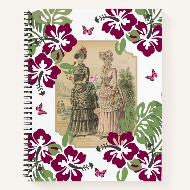 Spiral Notebook Viktorianisch Women Floral Notizbuch (Vorderseite)