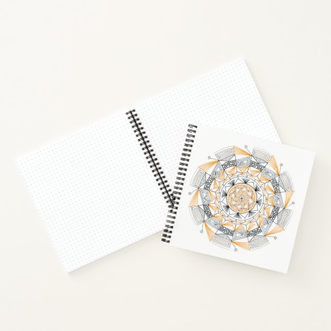 Spiral Notebook w/ Orange Mandala Design Notizbuch (Innenseite)