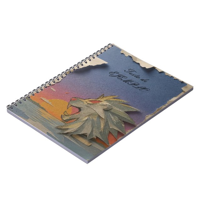 Spiral Notebook with Roaring Lion Design Papercut Notizblock (Linke Seite)