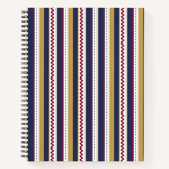 Spiral notebook with vertical stripes in navy blue notizbuch (Vorderseite)