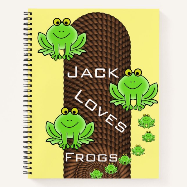 Spiral Notebook Yellow Green Frogs Rope Notizbuch (Vorderseite)