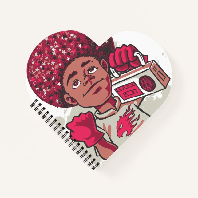 Spiral Notebook – YOUTH Power Afro & Boombox Urban Notizbuch (Vorderseite)