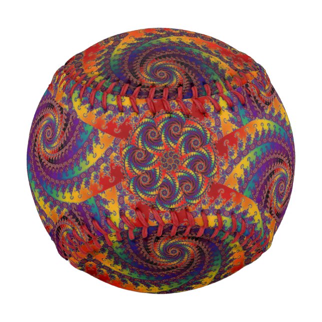 Spiral Octopus Psychedelic Rainbow Fraktal Art Baseball (Vorderseite)