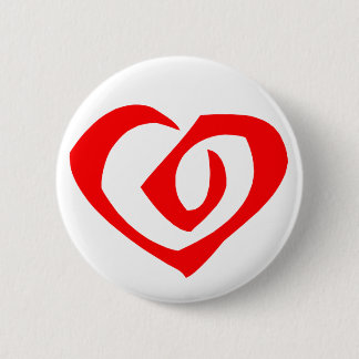 Spiral Pattern Red Heart Button