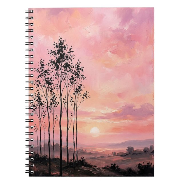 Spiral Photo Notebook – Pink Sunset Landscape  Notizblock (Vorderseite)