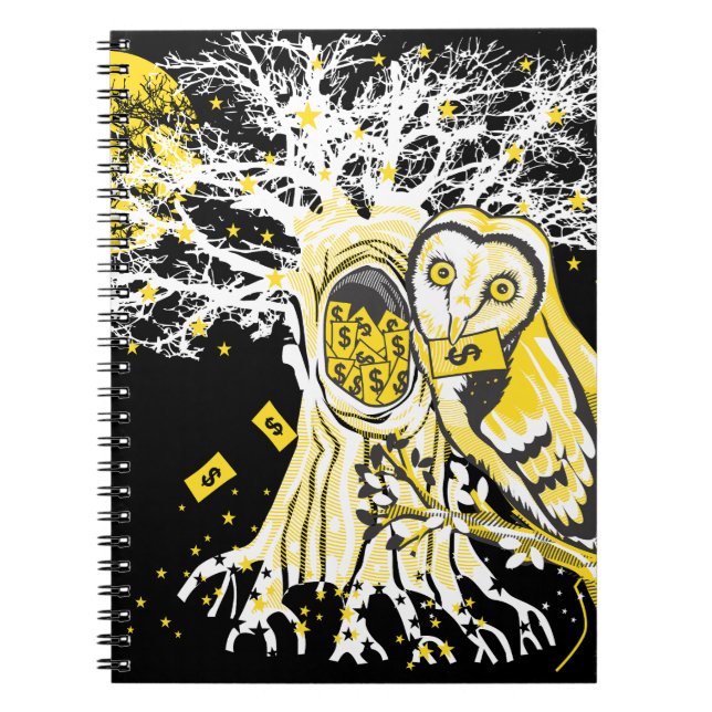 Spiral Photo Notebook – Urban Tree Owl & Wealth  Notizblock (Vorderseite)