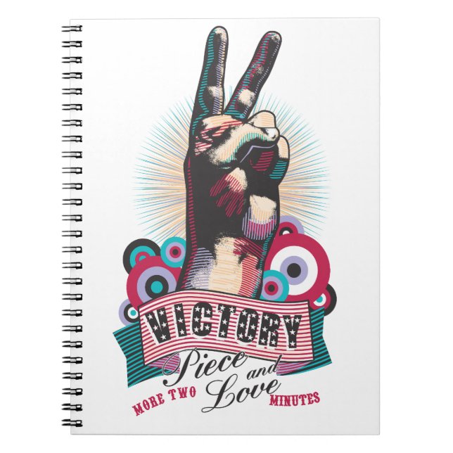 Spiral Photo Notebook – Victory Peace & Love Pop Notizblock (Vorderseite)