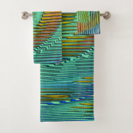 Spiral Rainbow mit Relief und chaotischen Streifen Badhandtuch Set