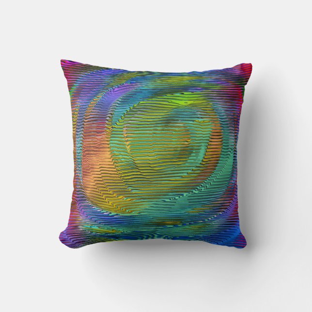 Spiral Rainbow mit Relief und chaotischen Streifen Kissen (Vorderseite)