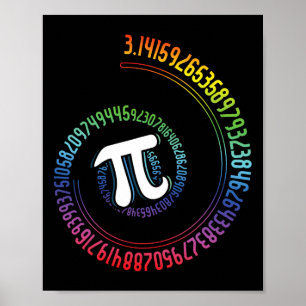 Spiral Rainbow Nerd Mah Geek Mathematiker Pi Day Poster