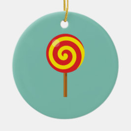 Spiral Red Yellow Lollipop Keramik Ornament