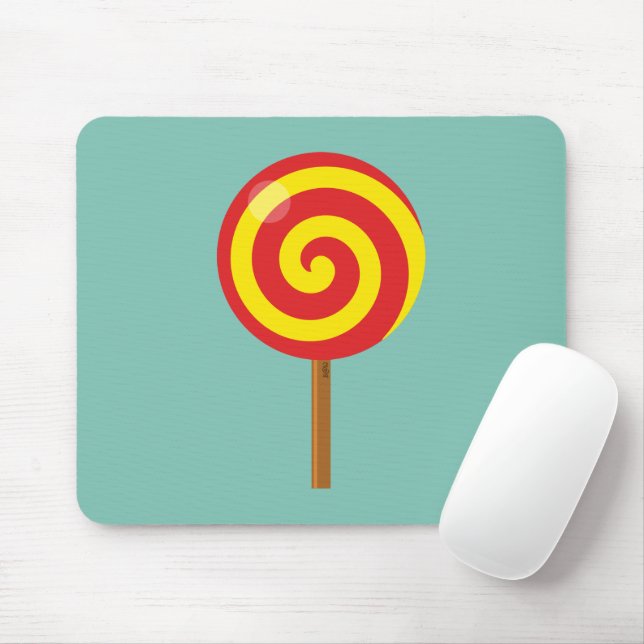 Spiral Red Yellow Lollipop Mousepad (Mit Mouse)