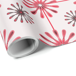 Spiral Retro Blume Wählen Sie Ihre Hintergrundfarb Geschenkpapier