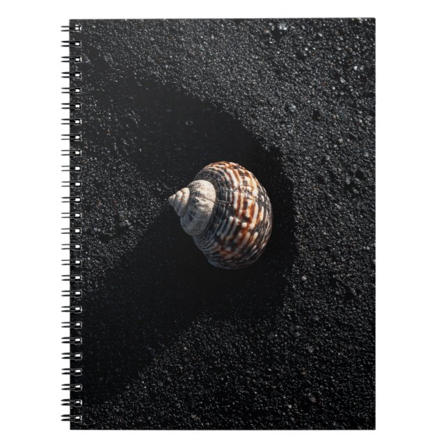 Spiral Seashell Black Sand Notebook Notizblock (Vorderseite)